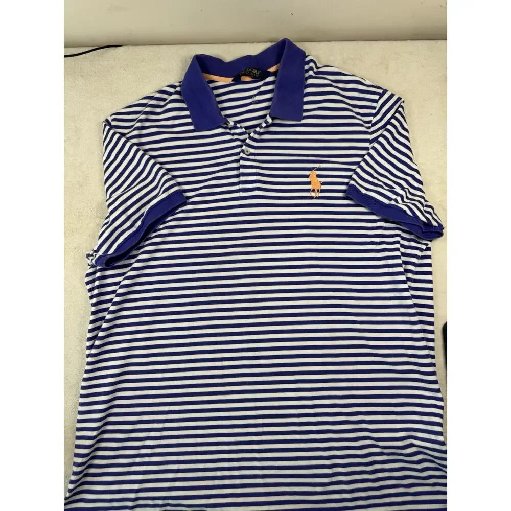 Polo Golf Ralph Lauren Men’s XXL Pro Fit Blue White Stripe Golf Polo Shirt